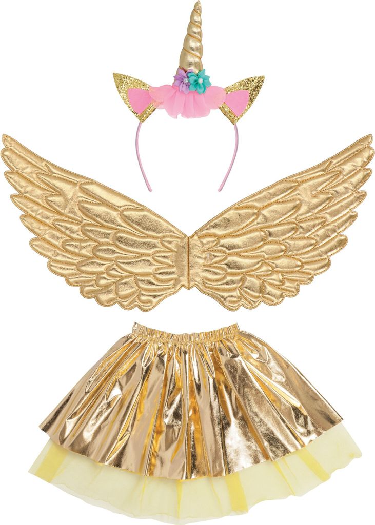 Boland Einhornfee Kostümset - goldener Tutu und Flügel für Produktbild 