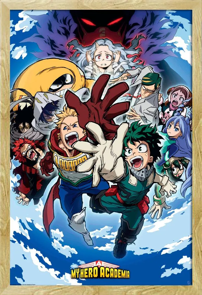 Poster My Hero Academia Eri et Groupe avec Cadre Shinsuke Maxi MDF Hêtre