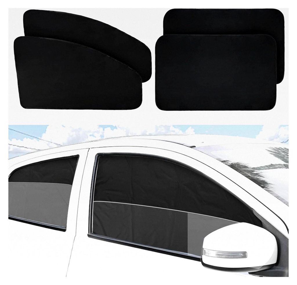 Magnetischer Sonnenschutz für Auto, Universal 4 Stück Seitenscheiben-Sonnenschutz, Verdunkelungsvorhang für Autofenster, UV-Schutz für Privatsp...