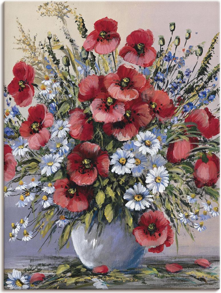 ARTland Leinwandbild Rote Mohnblumen Größe: 90x120 cm