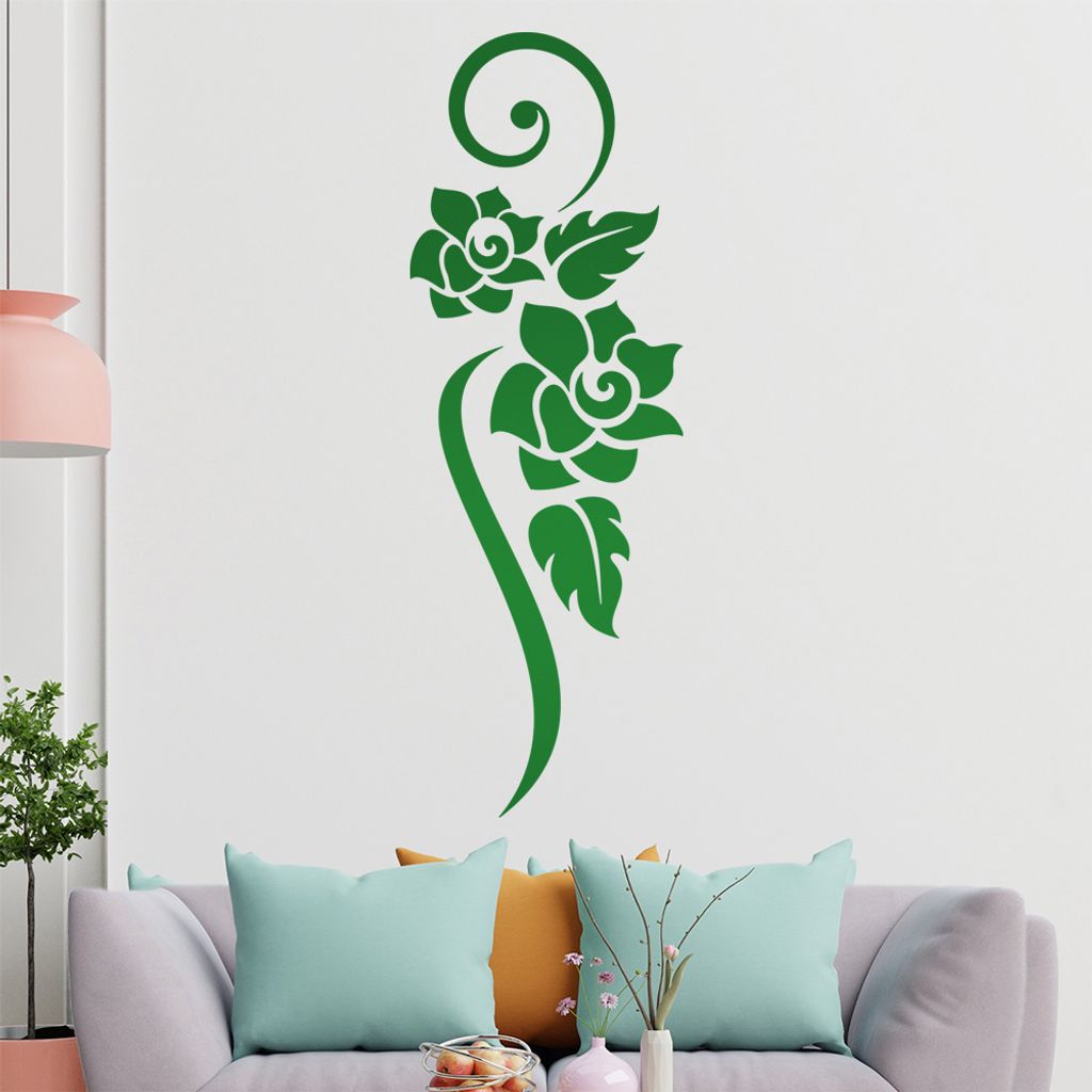 Blume - Linien Wandtattoo in 6 Größen - Wandaufkleber Wall Sticker - Dekoration, Küche, Wohnzimmer, Schlafzimmer, Badezimmer