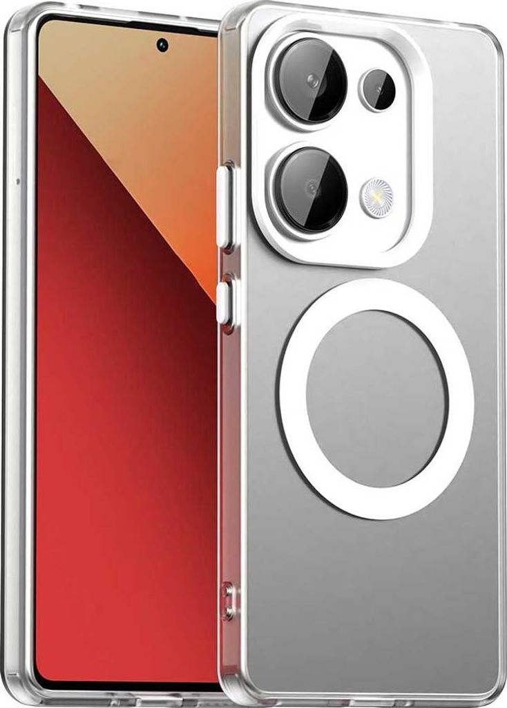 Magnetisch Hülle für Xiaomi Redmi Note 13 Pro 4G /Poco M6 Pro 4G, Schlank Durchscheinend Matt Stoßfest Handyhülle Weiß