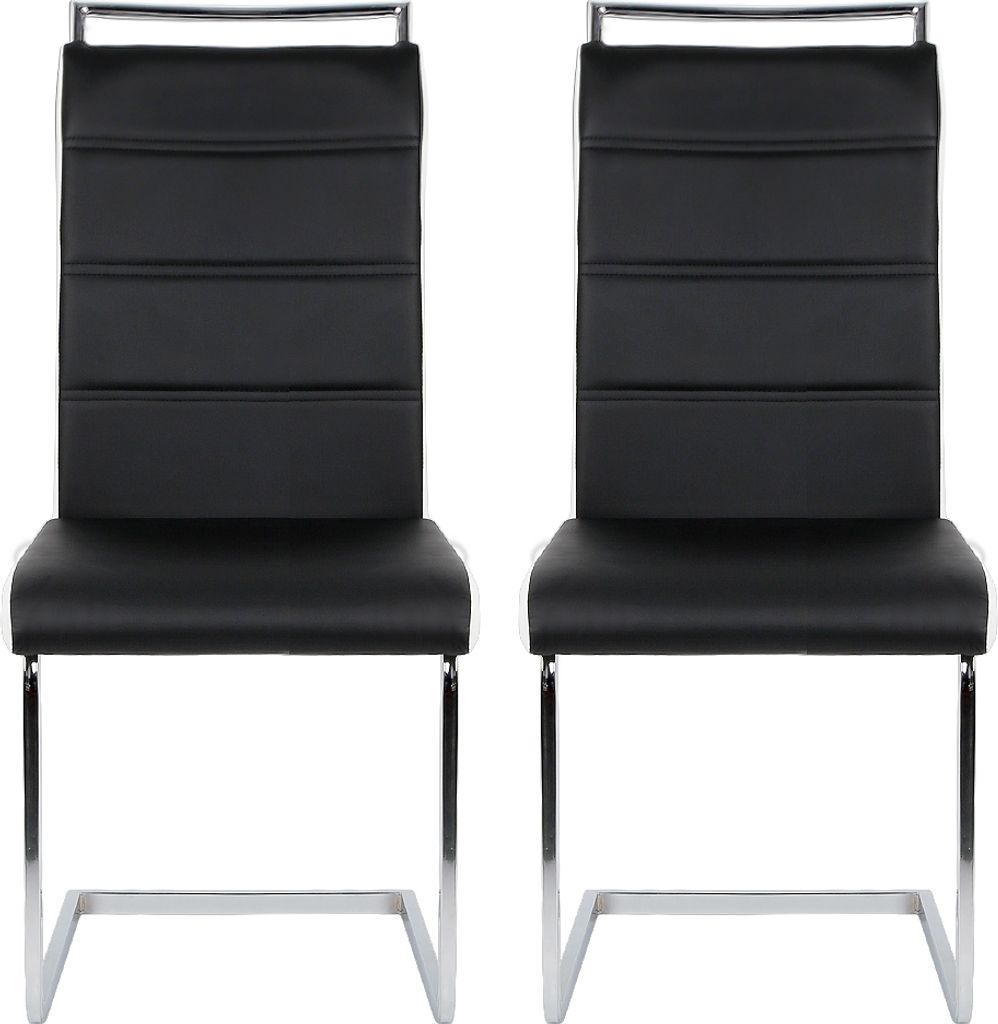2er Set Esszimmerstühle Stühle Freischwinger Stühle Bow Esstischstuhl Küchenstuhl Barstuhl - hohe Rückenlehne, Schwarz+weiß