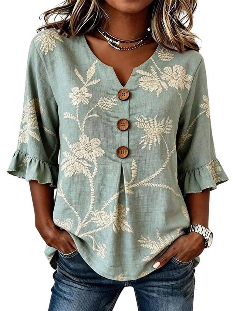 ASKSA - Chemisier pour femme, en mousseline, style t-shirt, Image du produit 