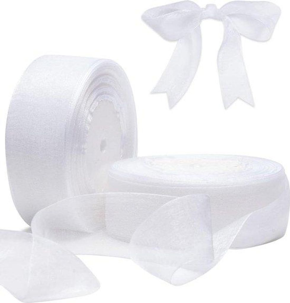 Weiße Organza Schleife 15 Zoll 100m Dekoration