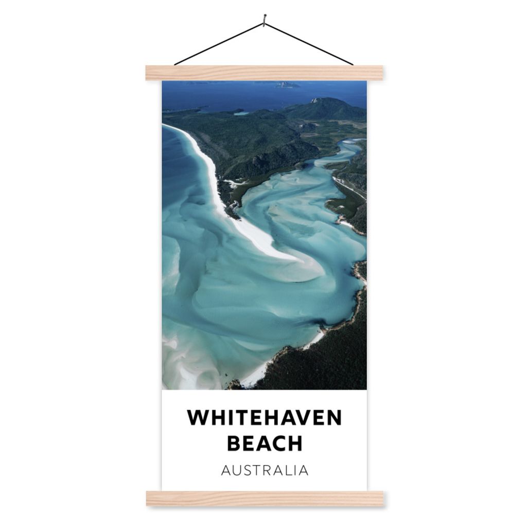MuchoWow Textilposter Australien - Strand - Weiß 40x80 cm mit holzfarbenen Rahmen - Wohnzimmer