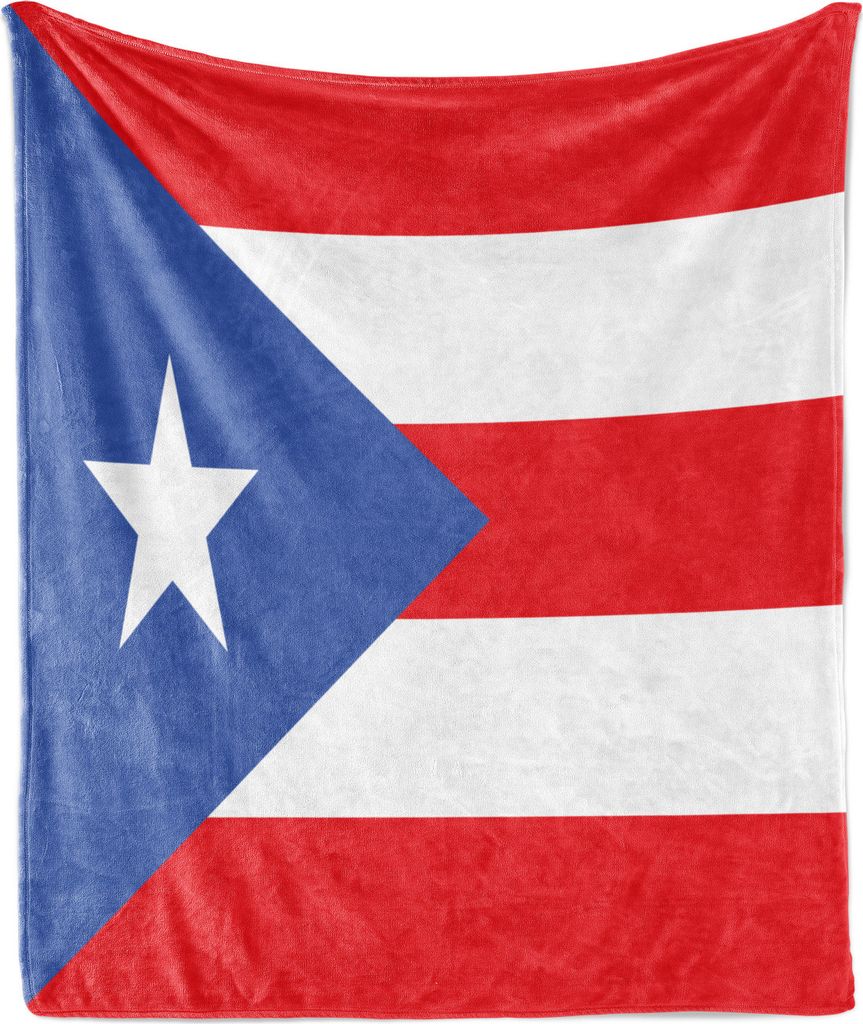 ABAKUHAUS Puerto Rico Weich Flanell Fleece Decke, Flagge mit Stern Stripes, Gemütlicher Plüsch für den Innen- und Außenbereich, 125 x 175 cm, V...