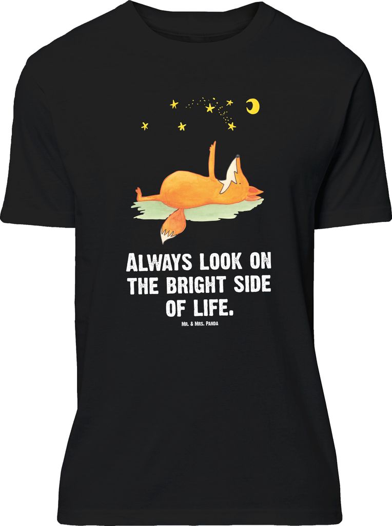 Mr. & Mrs. Panda Größe L T-Shirt Fuchs Sterne - Schwarz - Geschenk, mit Spruch, Optimistisch, Always Look On The Bright Side Of Life, Füchse, Mo...