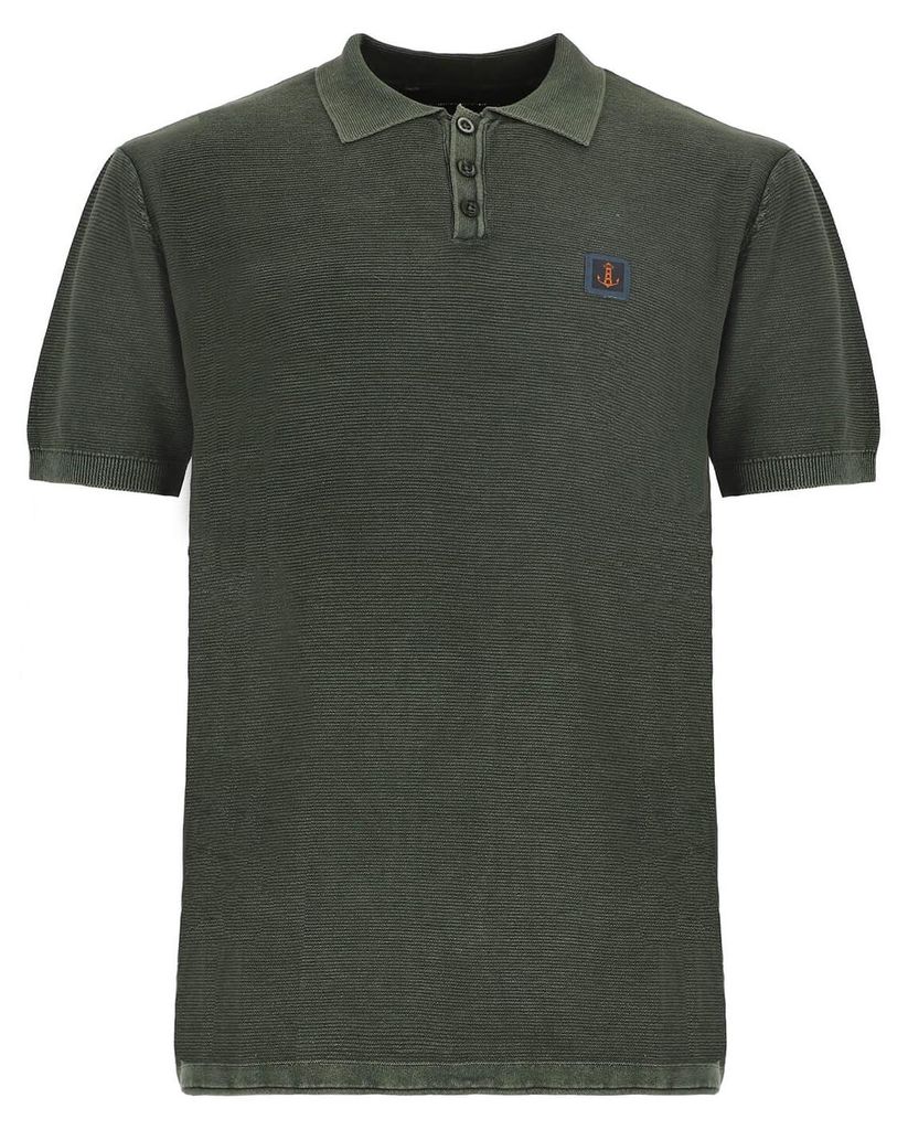 Leitfeuer Herren Strick-Poloshirt linksgestrickt - Kurzarm-Shirt mit Polokragen aus Baumwolle in Dunkelgrün Größe XXL