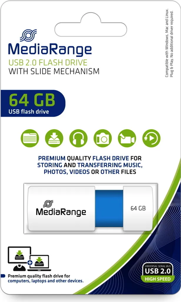 Chiavetta USB MediaRange 64GB MR974 Blu Chiaro - Memory Stick Colour Edition