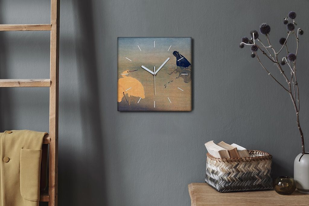 Coloray Hodiny Unikátní 30x30 cm Tiché hodiny Pro obývací pokoj a kuchyň Nástěnné hodiny Plátno Bílé ručičky hodin - Zvířata ptác...