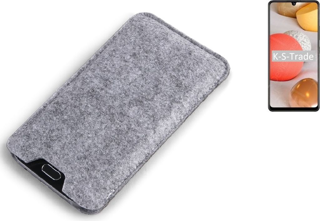 K-S-Trade Filz Handyhülle kompatibel mit Samsung Galaxy M42 5G Schutzhülle Filztasche Filz Tasche Case Sleeve Handy Hülle Filzhülle grau