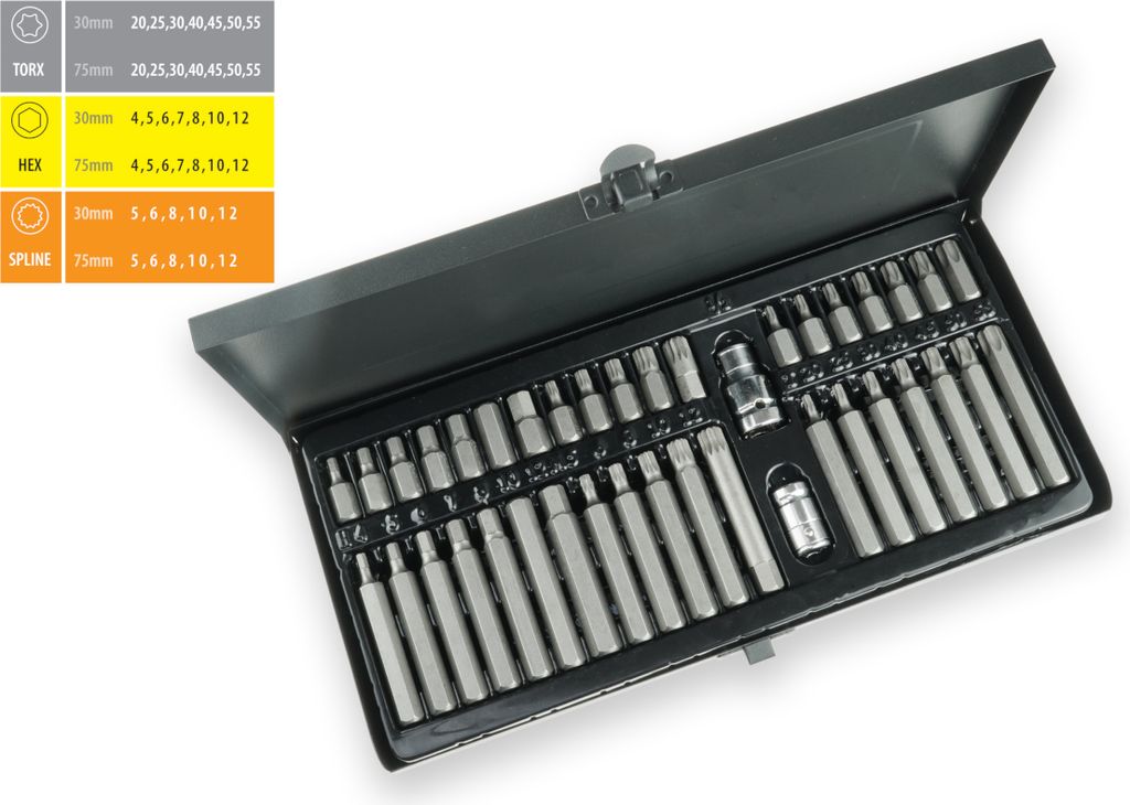 Schraubendreher-Bitsatz 40-teilig, Metallkoffer