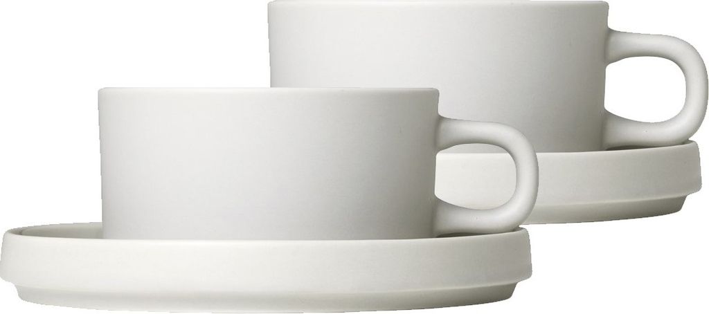 Blomus Pilar Set 2 Teetassen, Tasse, Becher, Trinkgefäß, Keramik, Moonbeam, 170 ml, 63908