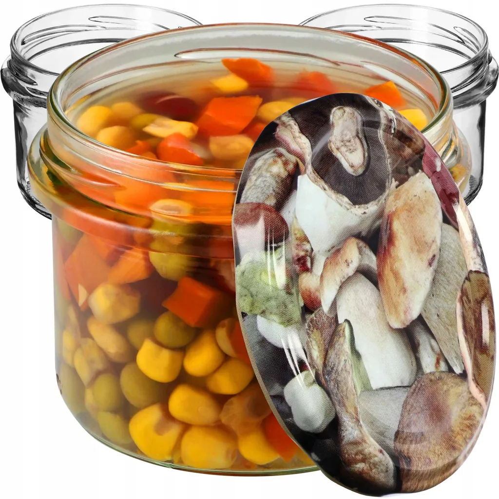 Set 100 Barattoli Vetro KADAX 235ml - Coperchio Tartu Decorato