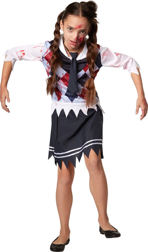 dressforfun Mädchenkostüm gruseliges Zombie Schulmädchen