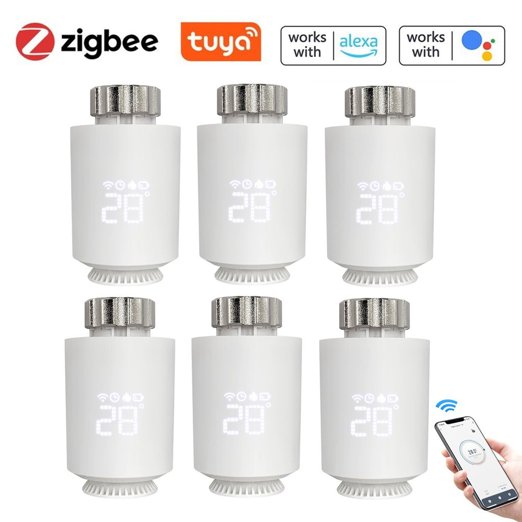 6X Zigbee Smart Radiator Thermostatic Valve Tuya App and Obrázek produktu 