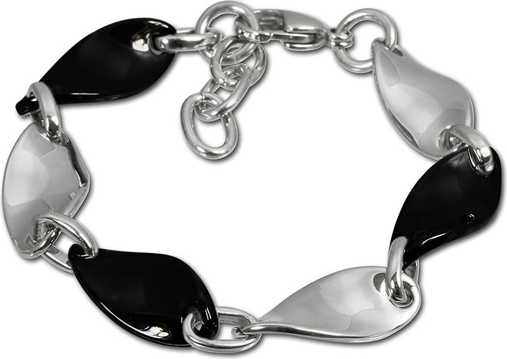 Amello Armband Damen Welle Edelstahl Keramik silber schwarz Schmuck D2ESAX08S