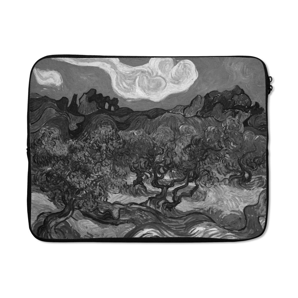 MuchoWow Laptop Hülle 17 Zoll Laptoptasche Olivenbäume - Vincent van Gogh - Schwarz - Weiß - Zipper - Schutzabdeckung