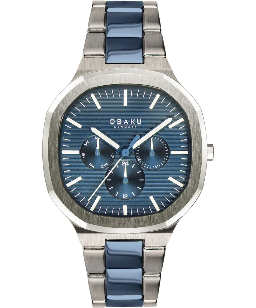 Montre bracelet luxe pour homme Obaku ILD Bluesteel en acier inoxydable