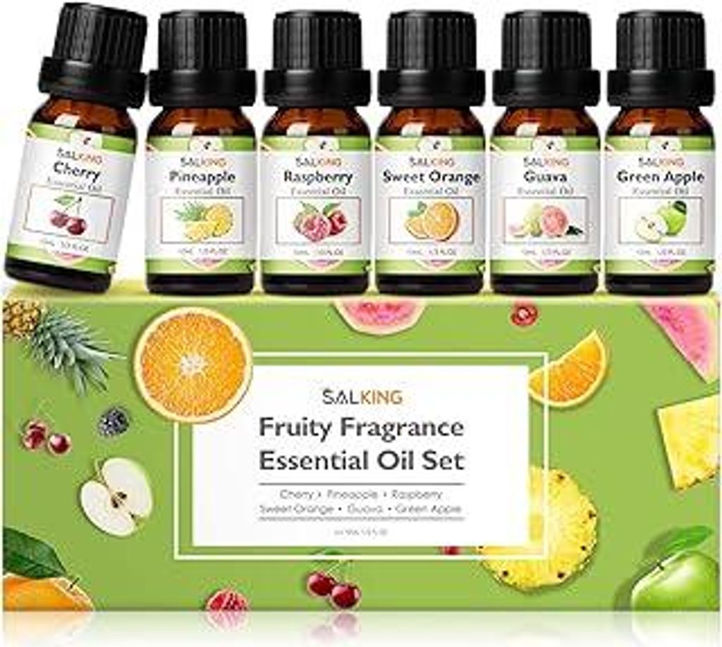 SALKING Ätherische Öle Set, Essential Oils 6x10mL Duftöl 100% Aromatherapie GeschenkSet für Diffuser, Luftbefeuchter, Massage, Kirsche, Ananas...