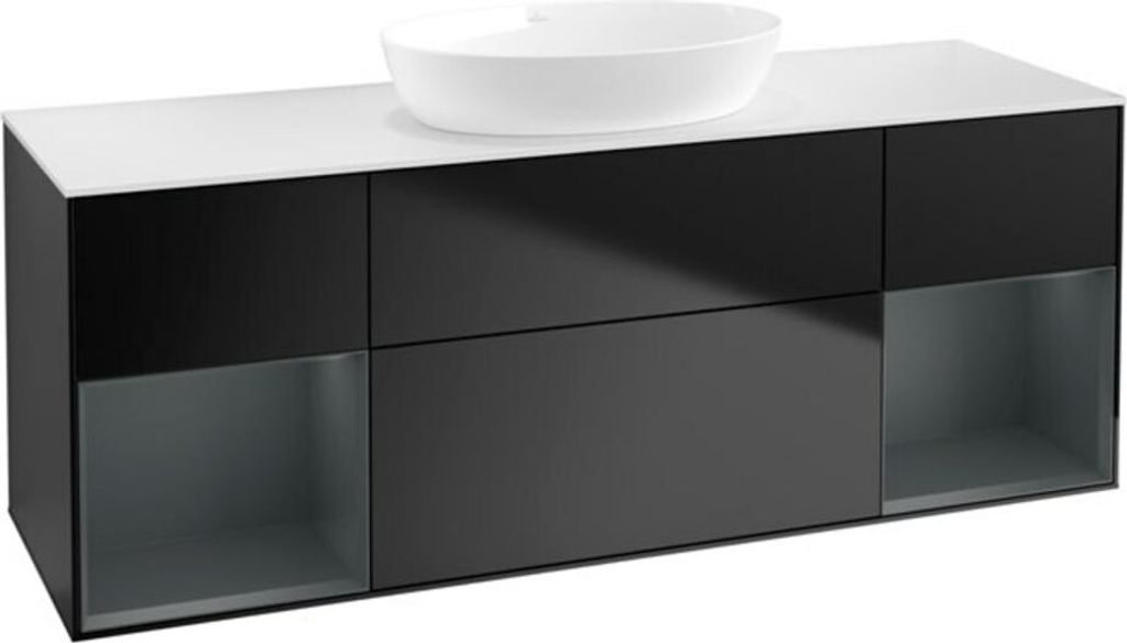 V&B Waschtischunterschrank Wandbeleuchtung Finion 160cm, Pl wh. m, Reg md m Lac, bla m Lac