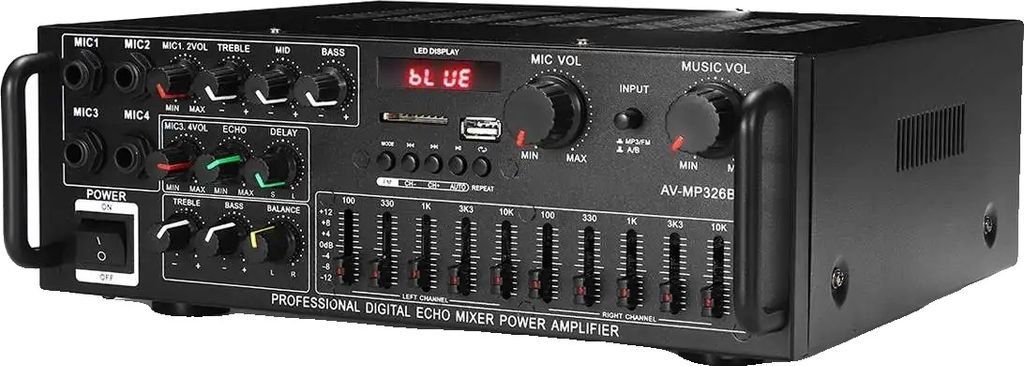 Zesilovač zvuku, stereo, 2000W výkon, Bluetooth připojení Obrázek produktu 