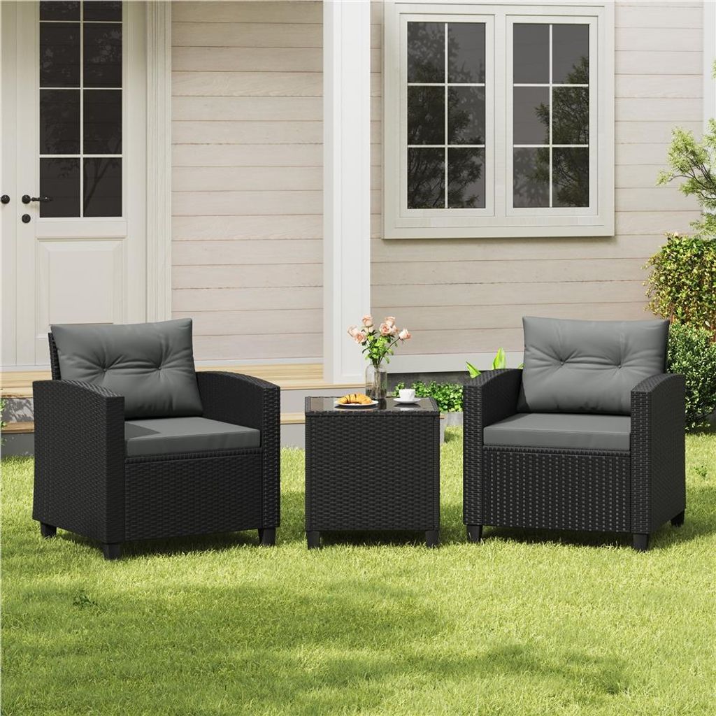Yaheetech 3-tlg. Gartenmöbel Set aus Polyrattan, inkl. 2 Produktbild 