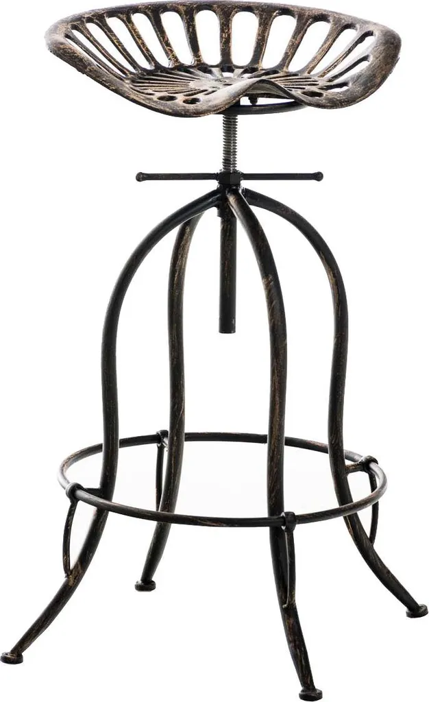 Tabouret de bar CLP Mimosa avec siège selle en fonte noir style rétro