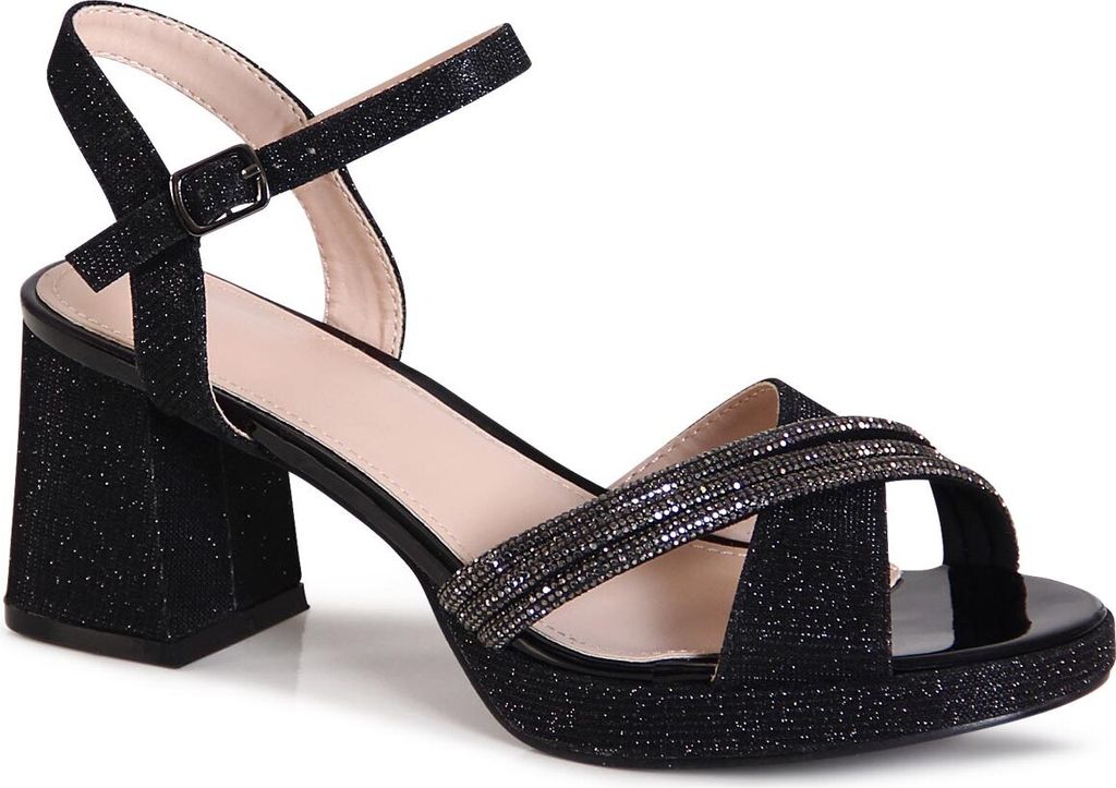 topschuhe24 3145 Damen Glitzer Riemchen Sandaletten , Farbe:Schwarz, Größe:37 EU