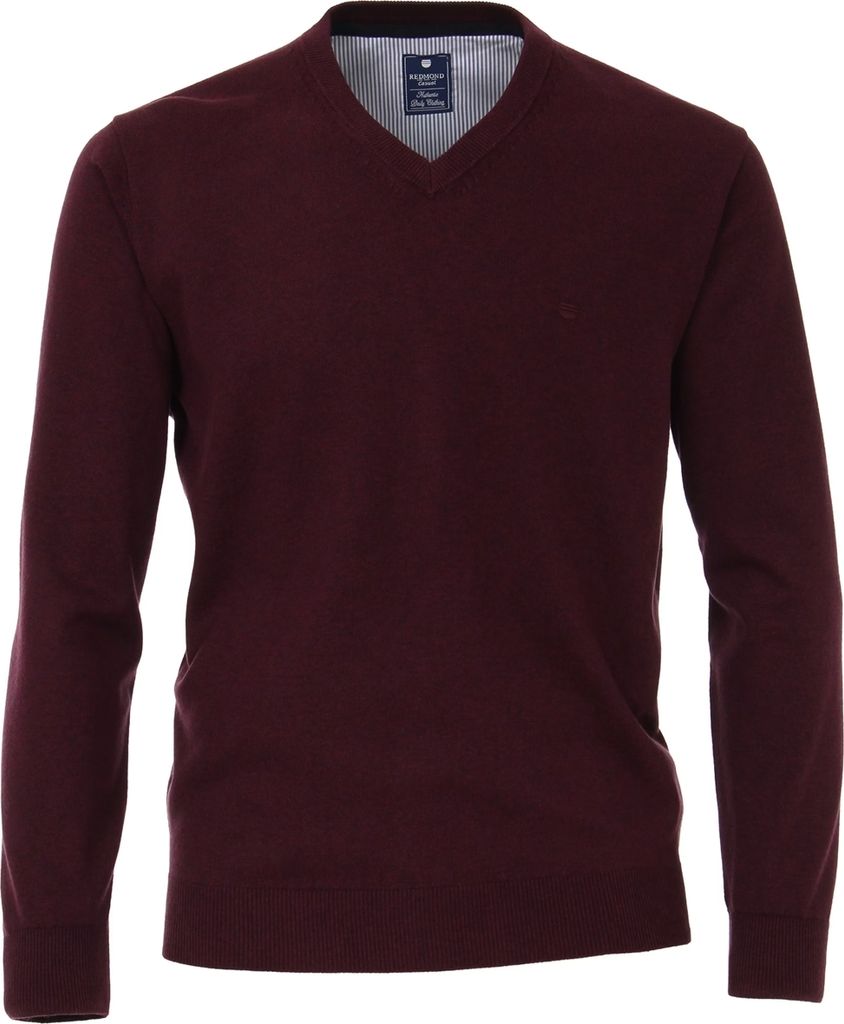 REDMOND Übergrößen V-Neck-Pullover Dunkelrot 4XL