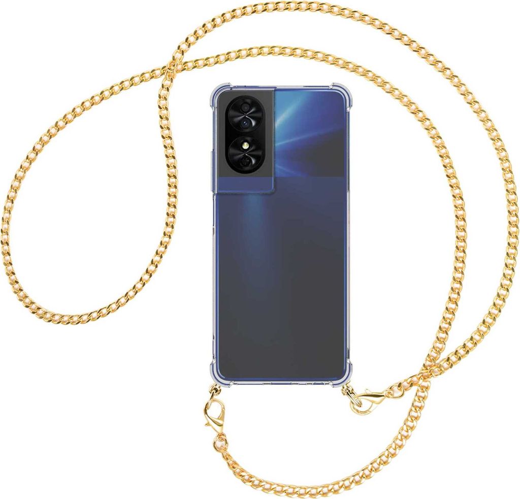 Handykette Backcover-Schutzhülle mit Band (Metall goldfarben) für TCL 50 SE 4G - goldfarbene Kette