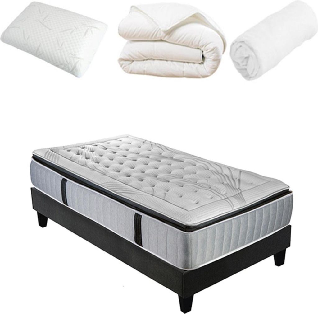 Federkernmatratzen-Set + Lattenrost + Zubehör-Paket