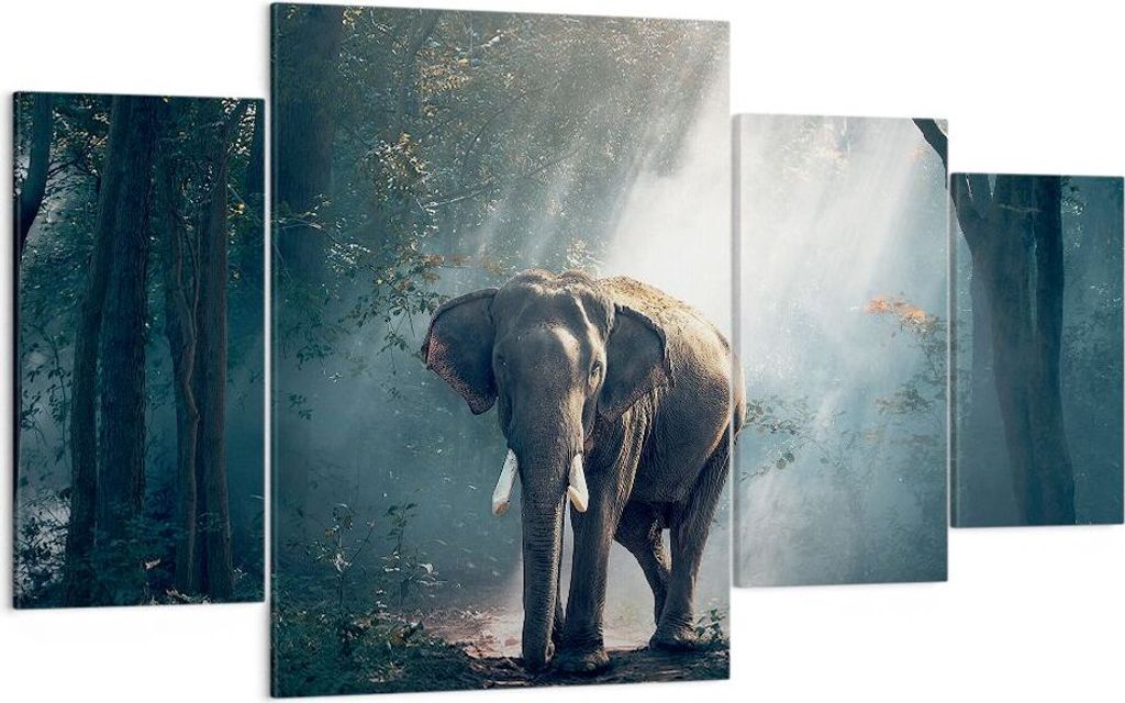 Bild auf Leinwand - Leinwandbild - elefant natur - 160x90cm - Wand Bild - Wanddeko - Wandbilder - Leinwanddruck - Bilder - Kunstdruck - Wanddekorat...