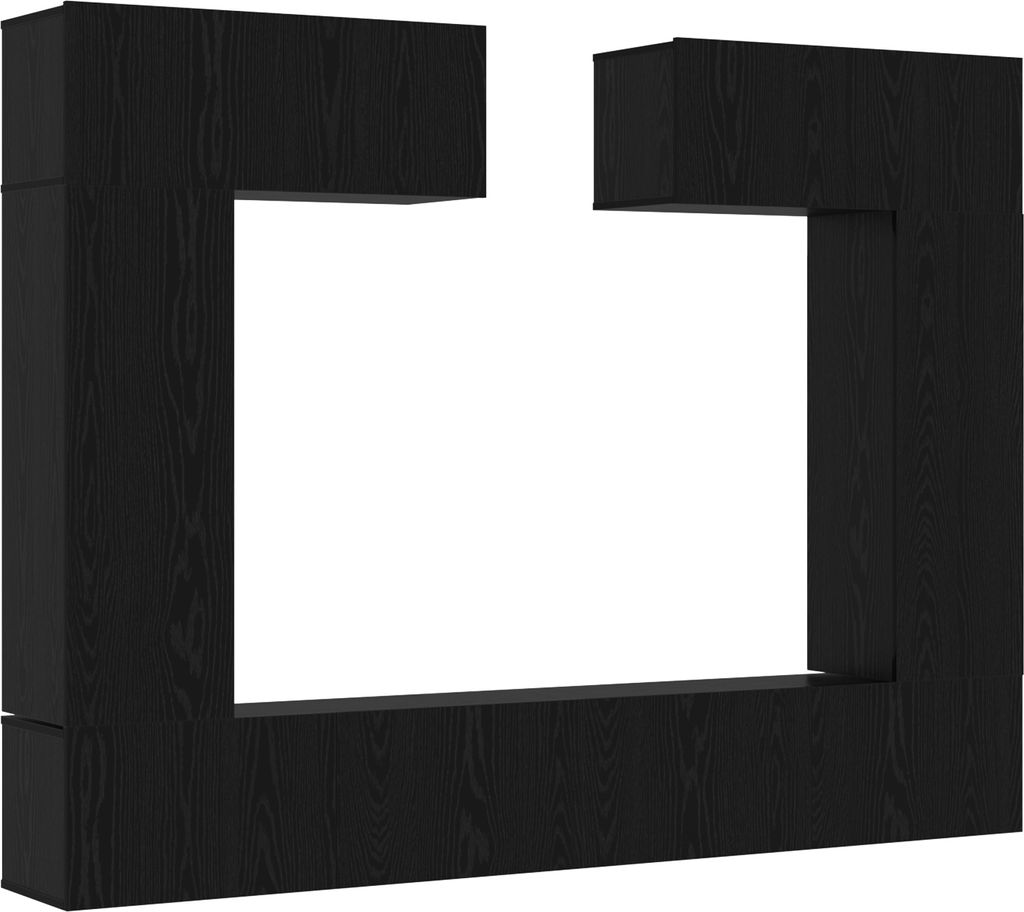 Möbel 8- teiliges TV- Schrankset Wandmontierte schwarze Eiche Spanplatte - TV- Schränke TV- Board Neu49856