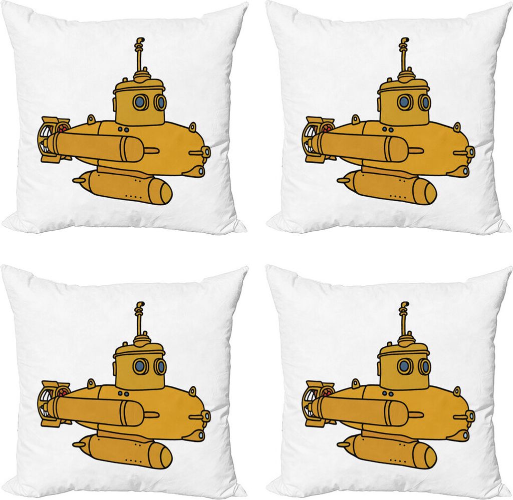 ABAKUHAUS U-Boot Kissenbezug Set (4 Stück), Kreative Bathyscaphe Kunst, Moderner Doppelseitiger Digitaldruck, 45 cm x 45 cm, Marigold Seeblaue