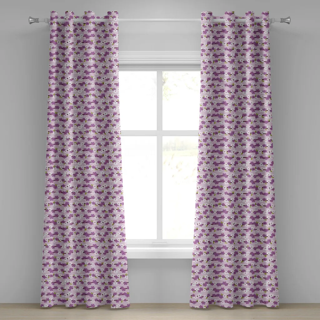 Rideau Japonais à Oeillets 280x245cm Motif Sakura Branches de Cerisier