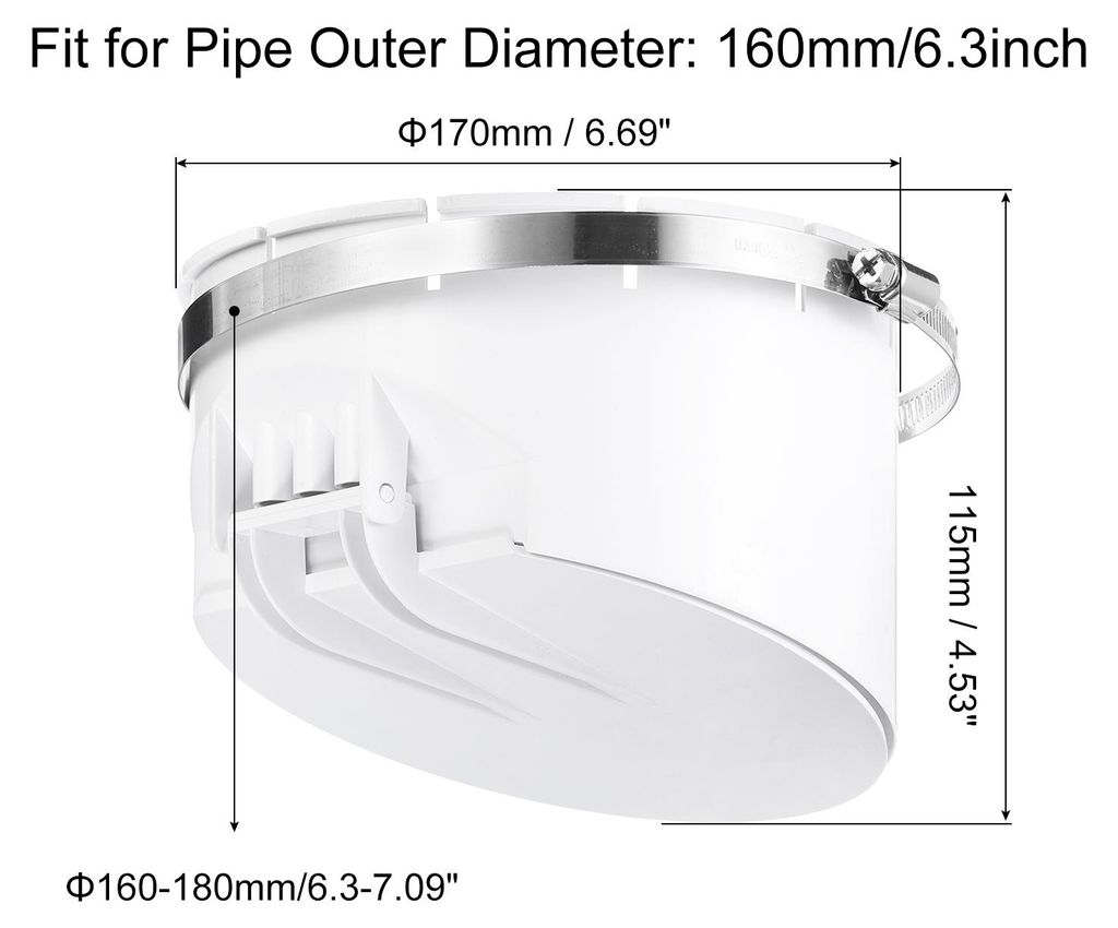 PVC Abwasser-Rš¹ckflussverhinderer, Anti-Geruchskern fš¹r 160mm/6,3 Zoll Au?endurchmesser horizontales Rohr in Abwassertanks, Wei?