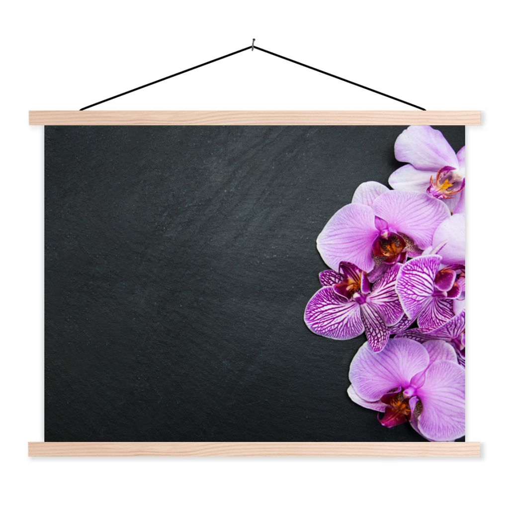 MuchoWow Textilposter Orchidee - Blumen - Rosa - Flora 120x90 cm mit holzfarbenen Rahmen - Magnetisch