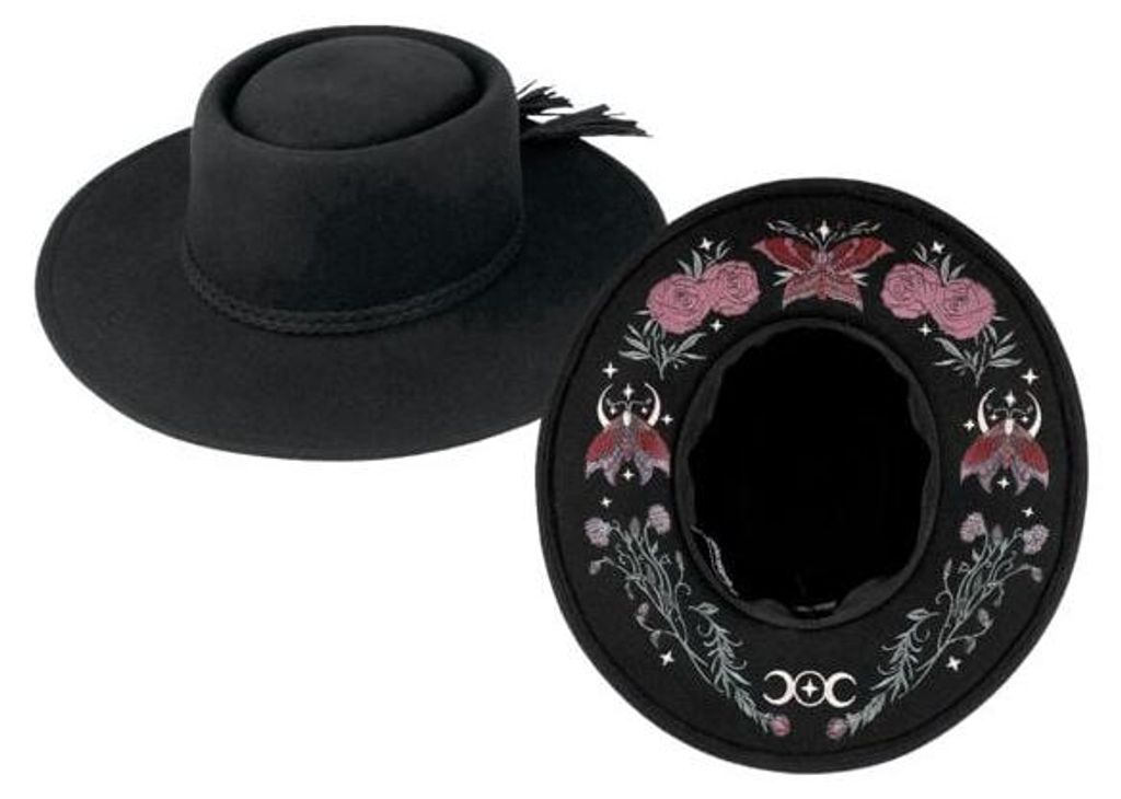 Gothicana by EMP Damen schwarzer Wollhut mit breiter Krempe Standard