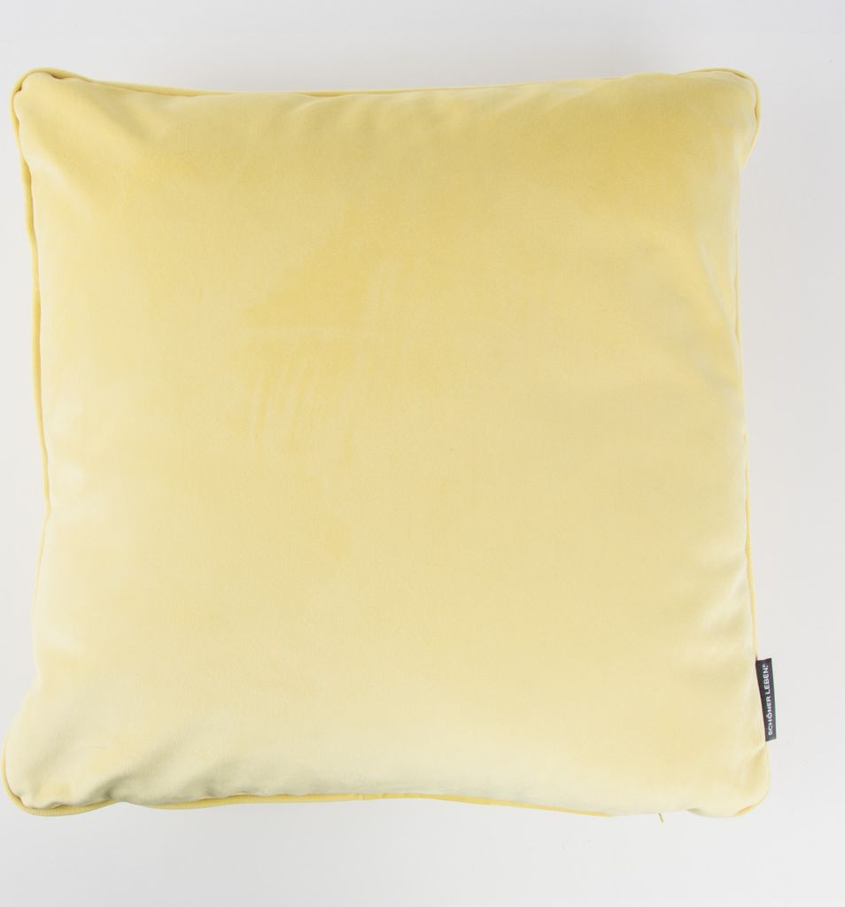 Samtkissen Kederumrandung Federfüllung gelb 50x50cm Produktbild 