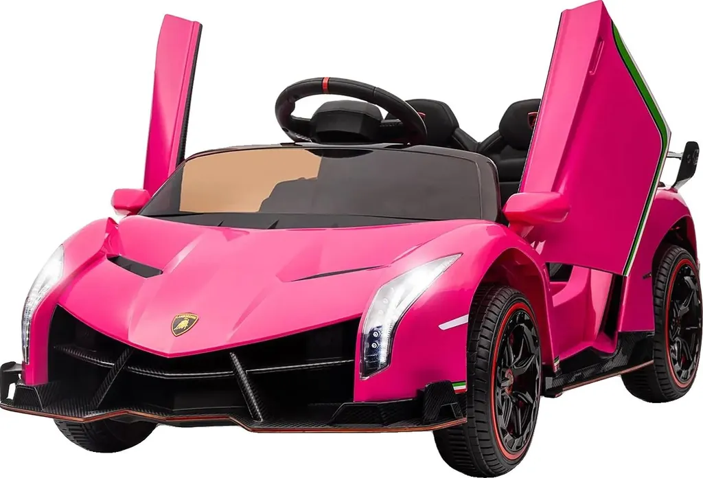 Véhicule électrique enfant 12V rose rouge avec conduite assistée 2.4G
