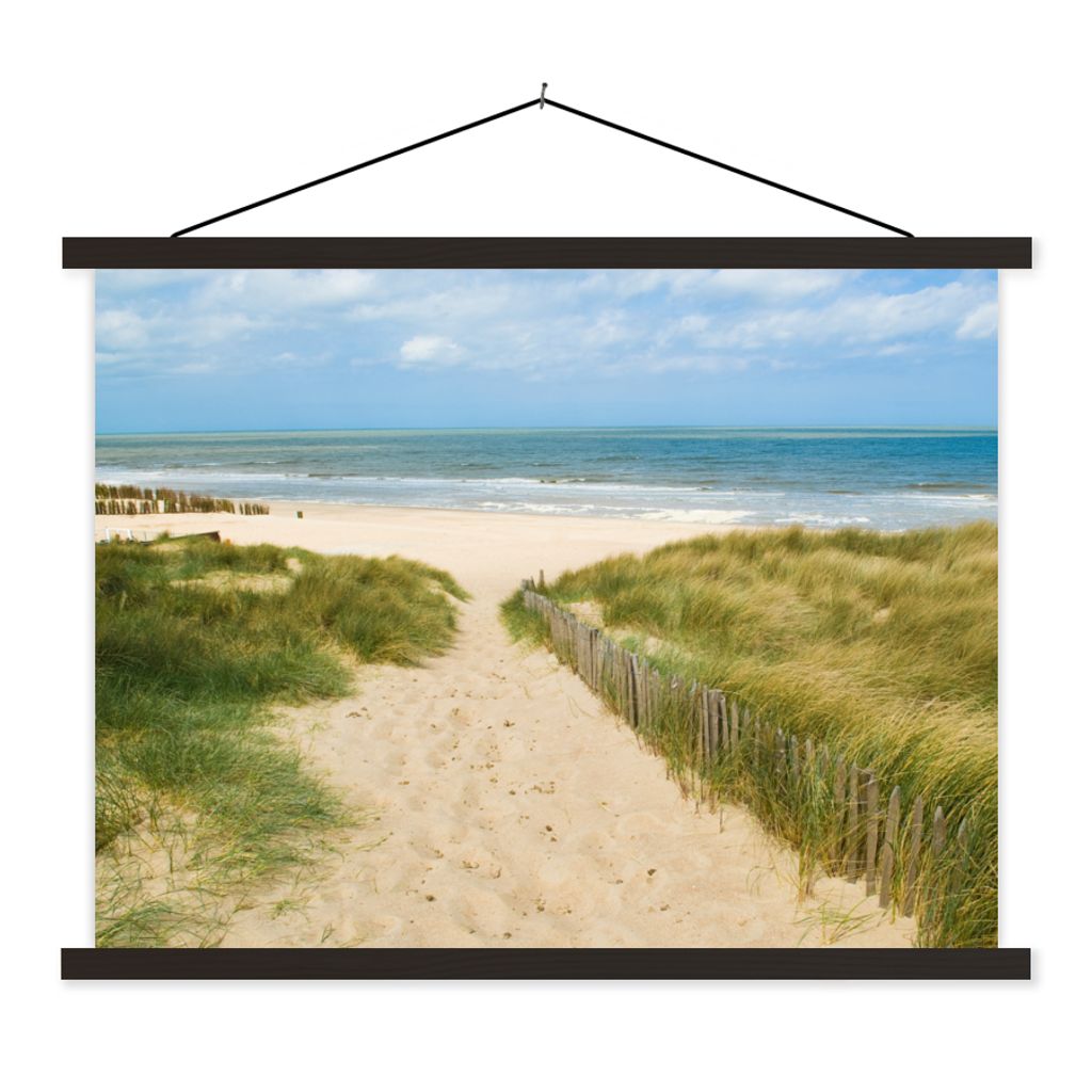 MuchoWow Textilposter Strand - Meer - Düne - Belgien 40x30 cm mit schwarzem Rahmen - Dekorationen