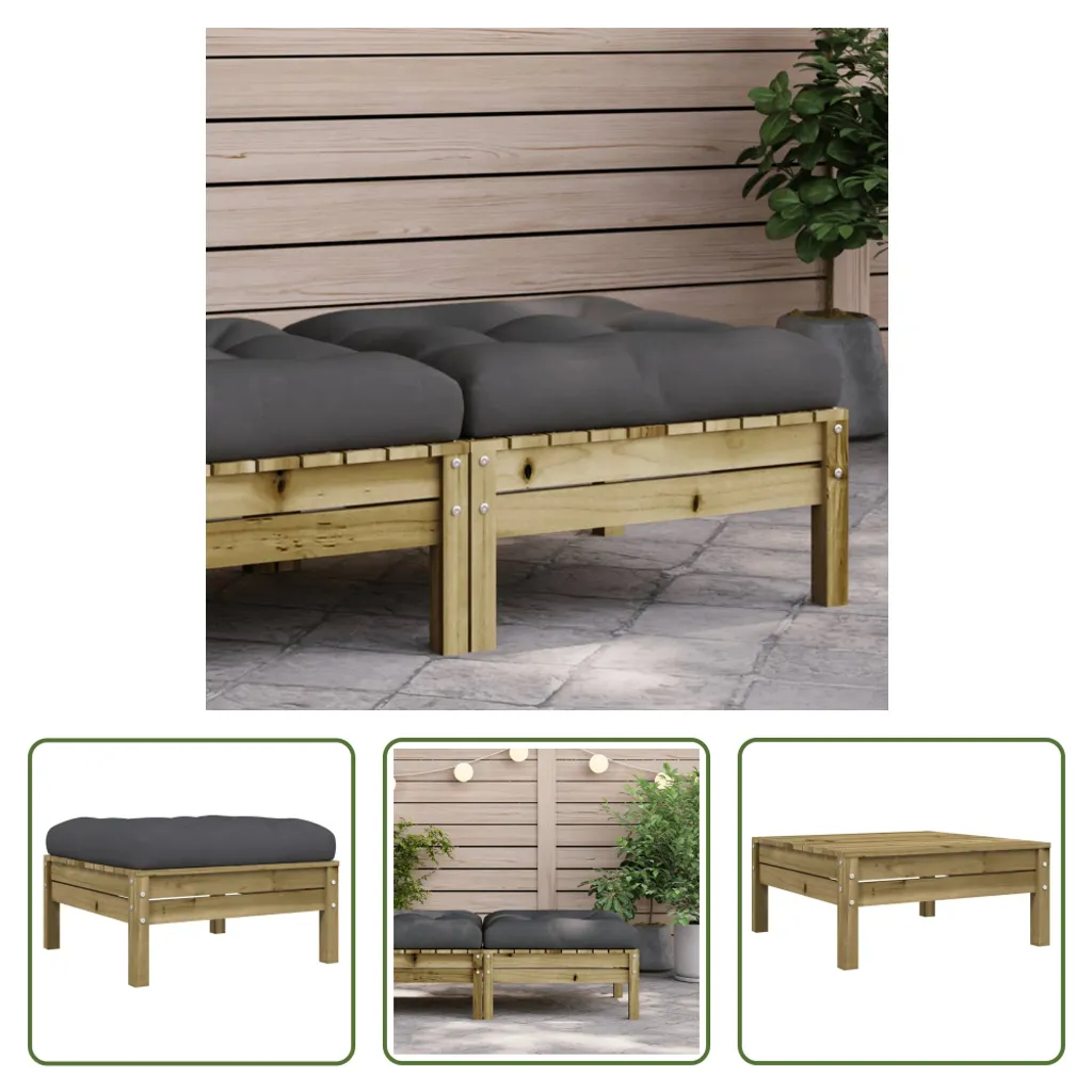 Sgabello Rustico da Giardino in Pino con Cuscino Morbido - Offerta