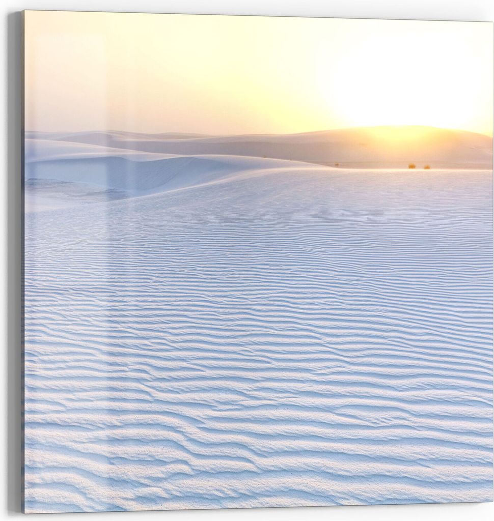 DEQORI Magnettafel Glas 50x50 cm 'Weiße Sanddünen am Abend' beschreibbar Whiteboard