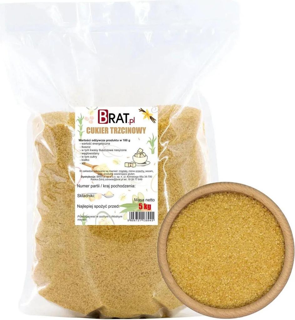 Třtinový cukr 5kg Brat.pl Obrázek produktu 