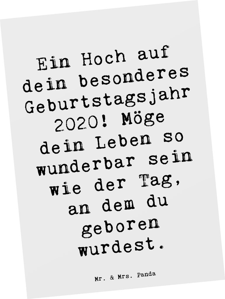 Mr. & Mrs. Panda Postkarte Spruch 2020 Geburtstag - Weiß - Geschenk, Alter, Jahr, Freude und Glück, Happy Birthday, Fotokarte, Erinnerungen, Gru...