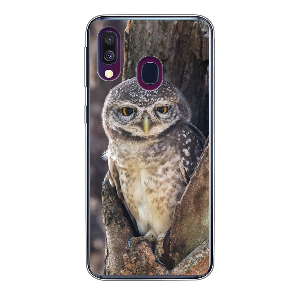 MuchoWow Handyhülle Schutzhülle Hülle für Samsung Galaxy A40 Eule - Baum - Wald Silikon Softcase Handy Hülle - Handy-Tasche