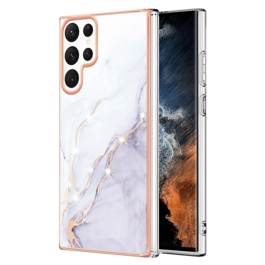 Cover S23 Ultra Marmo Bianco - Custodia Slim TPU Antiurto Elegante