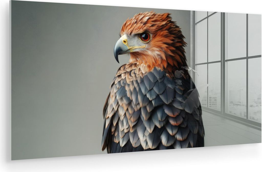 MuchoWow Glasbilder - Bilder auf Wandbild - Foto auf Glas Vogel - Realistisch - Federn - Braun 40x20 cm Wanddekoration aus Glas - Acrylglasbild - A...